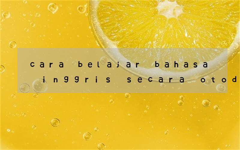 cara belajar bahasa inggris secara otodidak dengan cepat